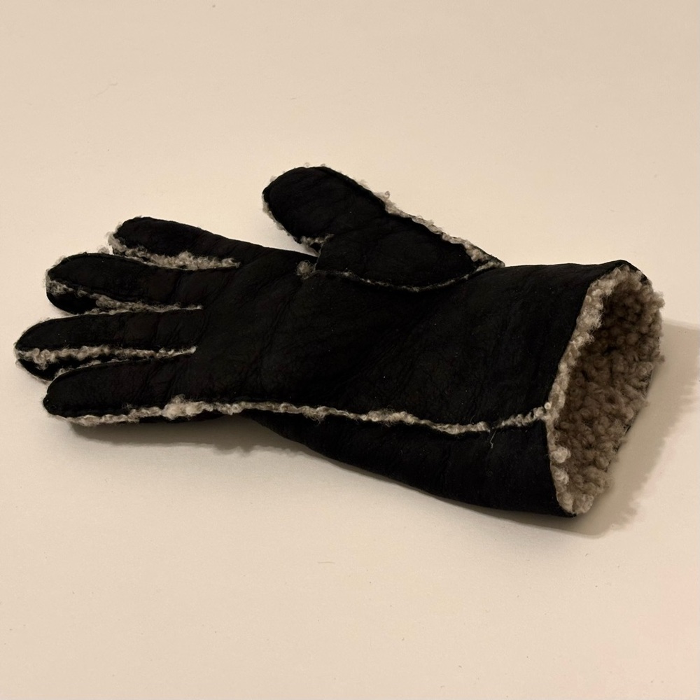 Portolano Women’s Black Sheepskin Shearling Fur Winter Gloves Size 7 - Picture 4 of 13